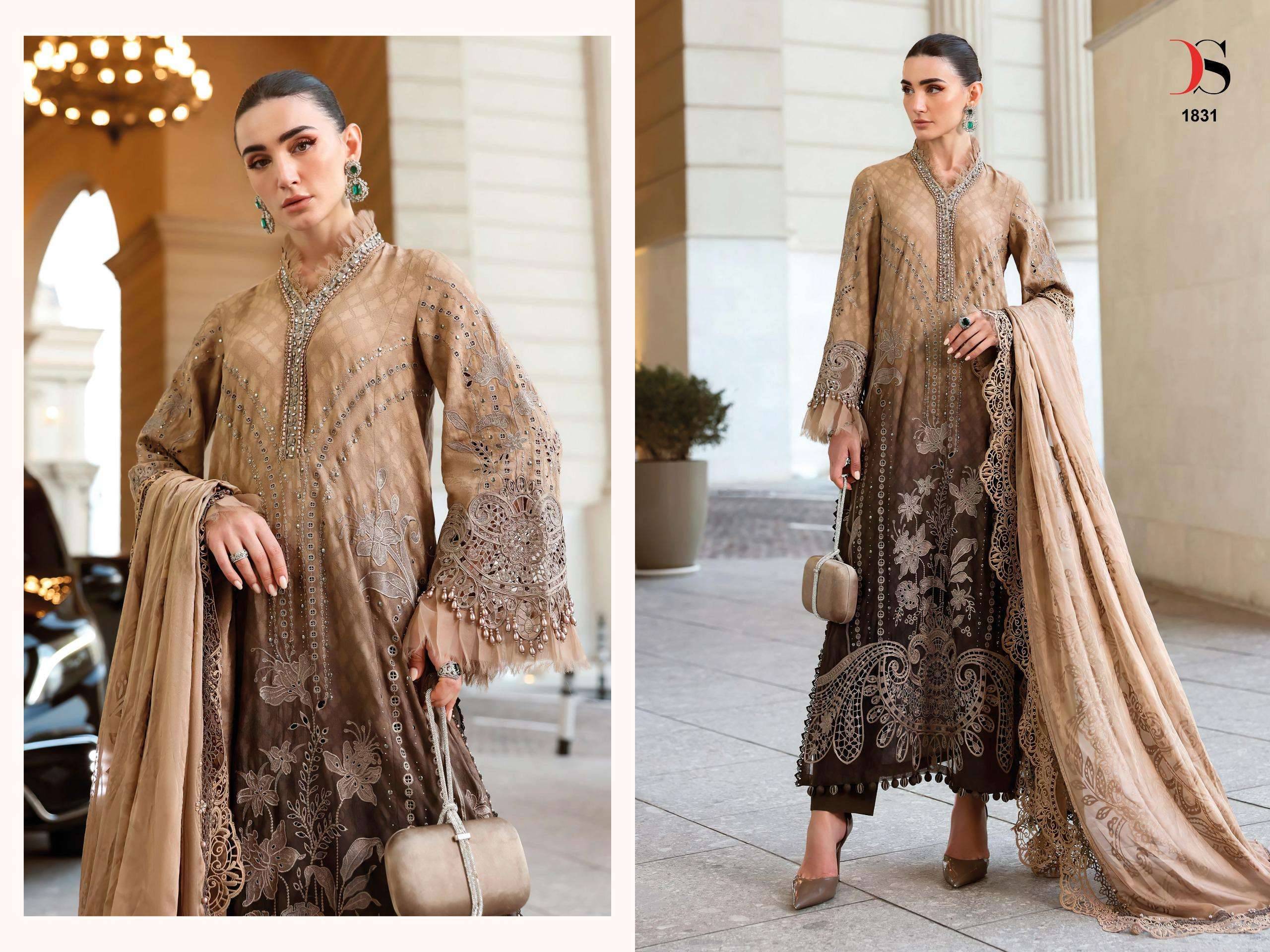 MARIA B PREMIUM EMBROIDERED VOL-4  BY DEEPSY SUITS 1831 TO 1836 SERIES Pakistani Stylish Beautiful Colourful Printed & Embroidered Party Wear & Occasional Wear Pure cotton Dresses At Wholesale Price