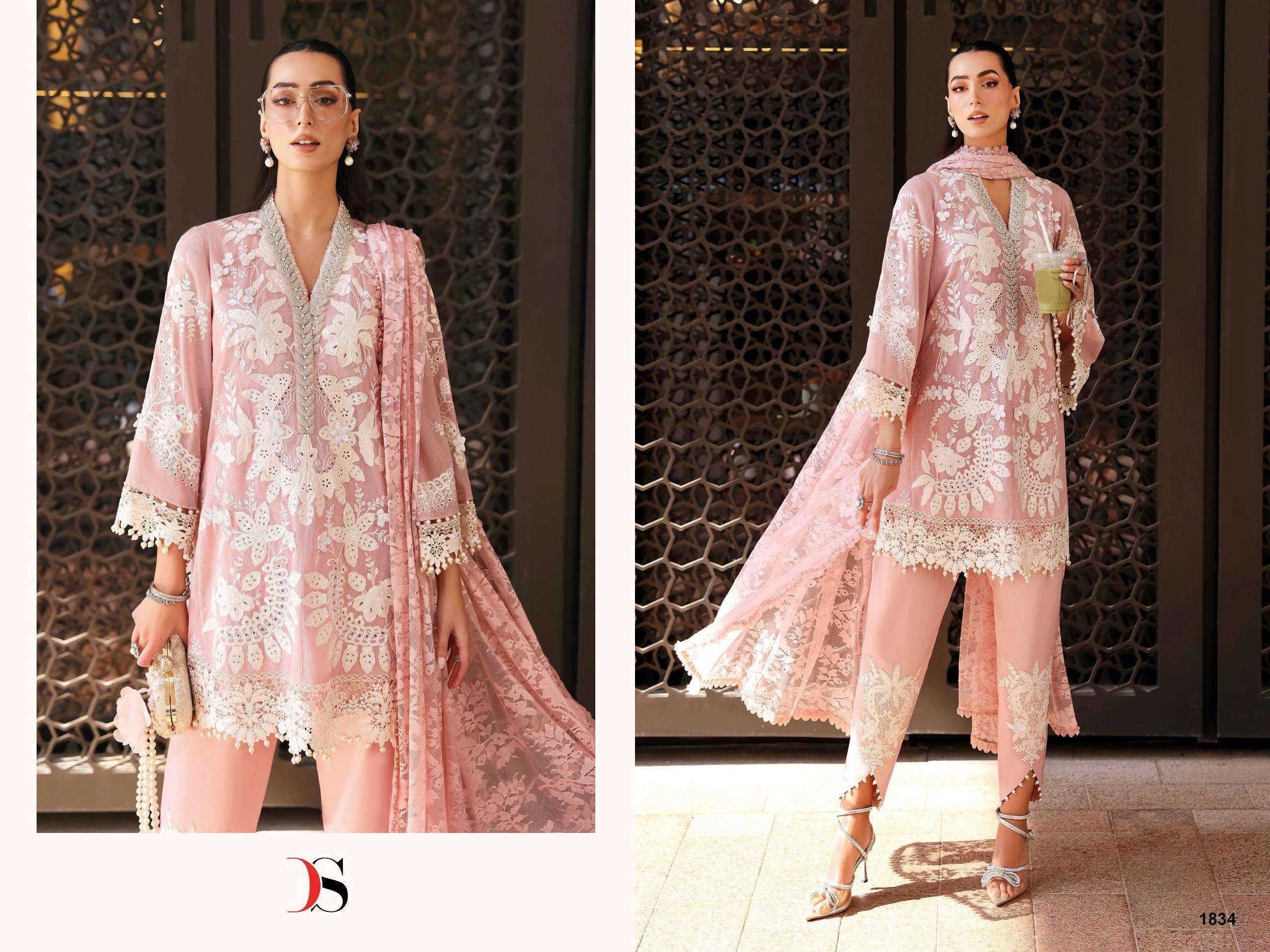 MARIA B PREMIUM EMBROIDERED VOL-4  BY DEEPSY SUITS 1831 TO 1836 SERIES Pakistani Stylish Beautiful Colourful Printed & Embroidered Party Wear & Occasional Wear Pure cotton Dresses At Wholesale Price