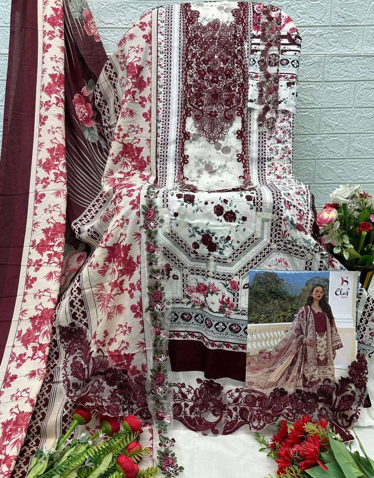 ELAF SIGNATURE VOL 1 BY DEEPSY SUITS 1001 TO 1006 SERIES Pakistani Stylish Beautiful Colourful Printed & Embroidered Party Wear & Occasional Wear Pure cotton Dresses At Wholesale Price