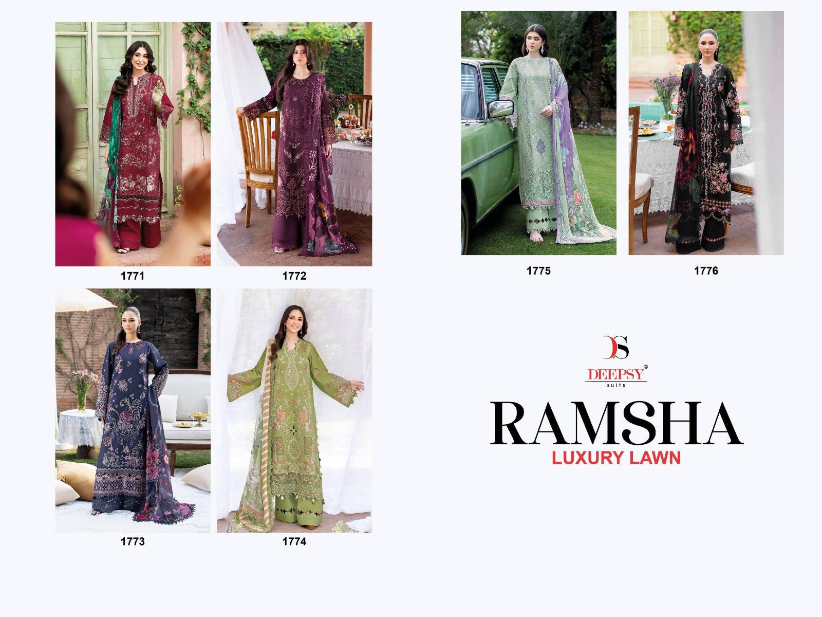 RAMSHA LUXURY LAWN 2026 BY DEEPSY SUITS 1001 TO 1006 SERIES Pakistani Stylish Beautiful Colourful Printed & Embroidered Party Wear & Occasional Wear chiffon Dresses At Wholesale Price