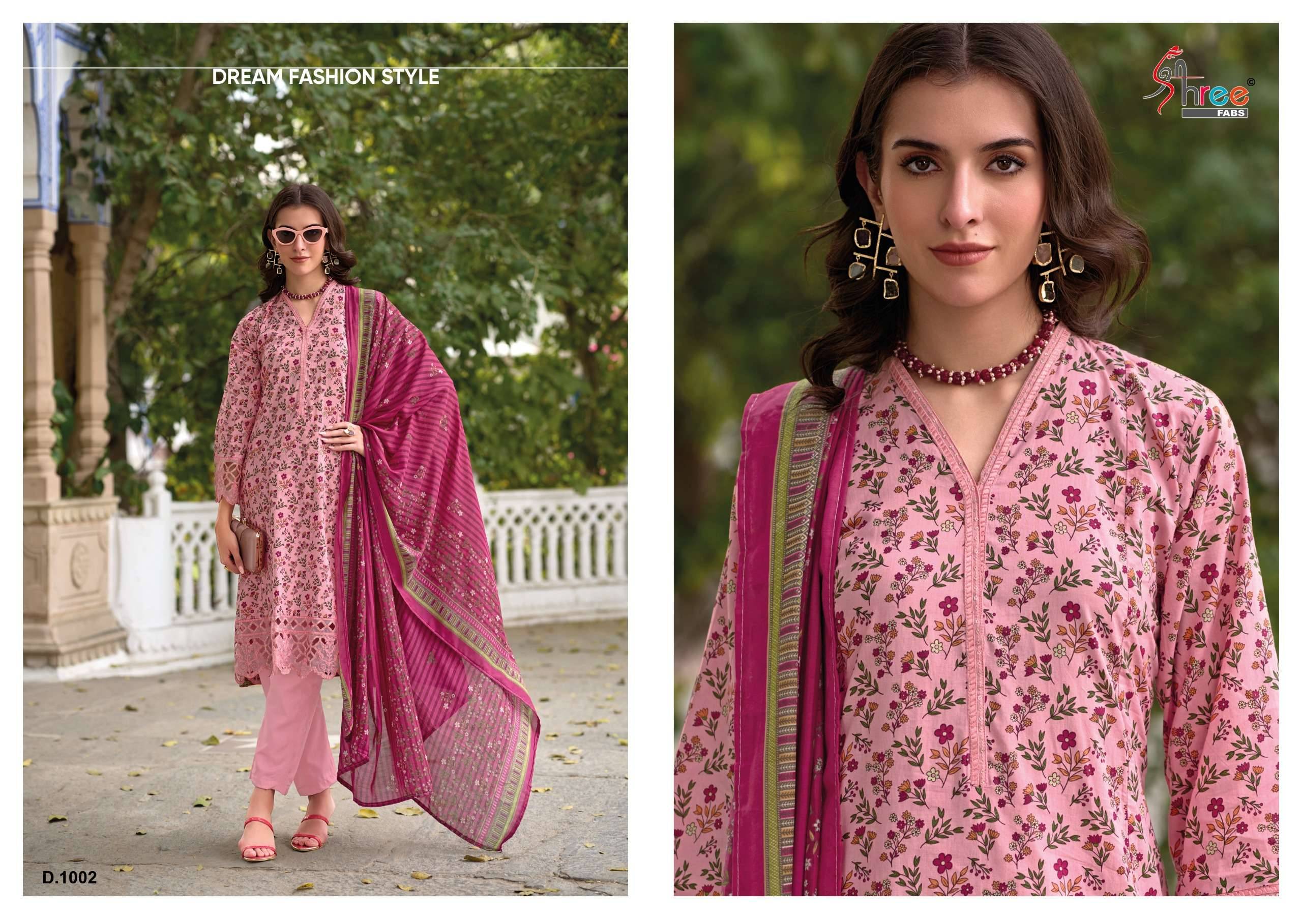 SADA BAHAR CUTWORK COLLECTION BY Shree fabs 1001 TO 1005 SERIES Pakistani Stylish Beautiful Colourful Printed & Embroidered Party Wear & Occasional Wear cotton Dresses At Wholesale Price
