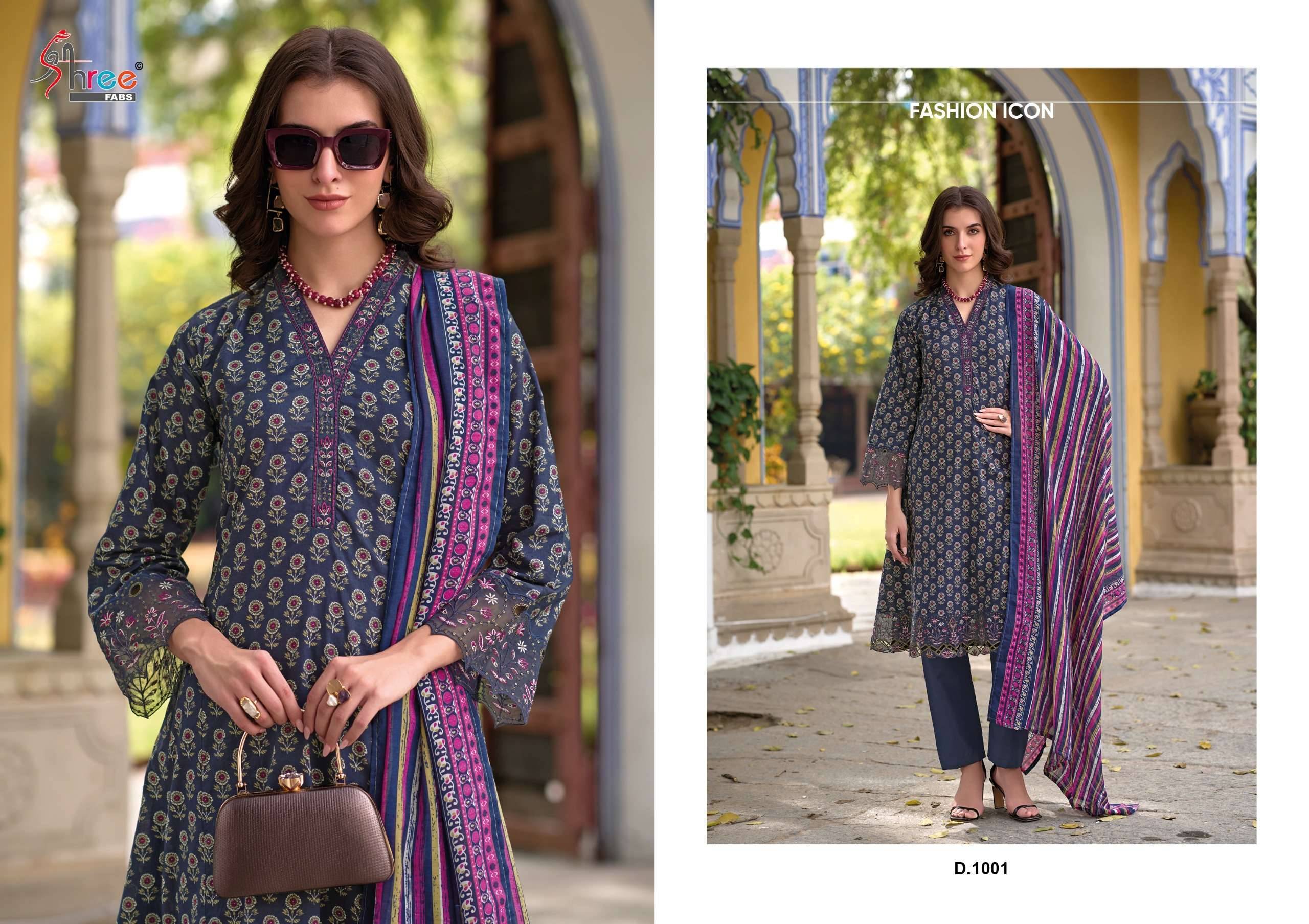 SADA BAHAR CUTWORK COLLECTION BY Shree fabs 1001 TO 1005 SERIES Pakistani Stylish Beautiful Colourful Printed & Embroidered Party Wear & Occasional Wear cotton Dresses At Wholesale Price