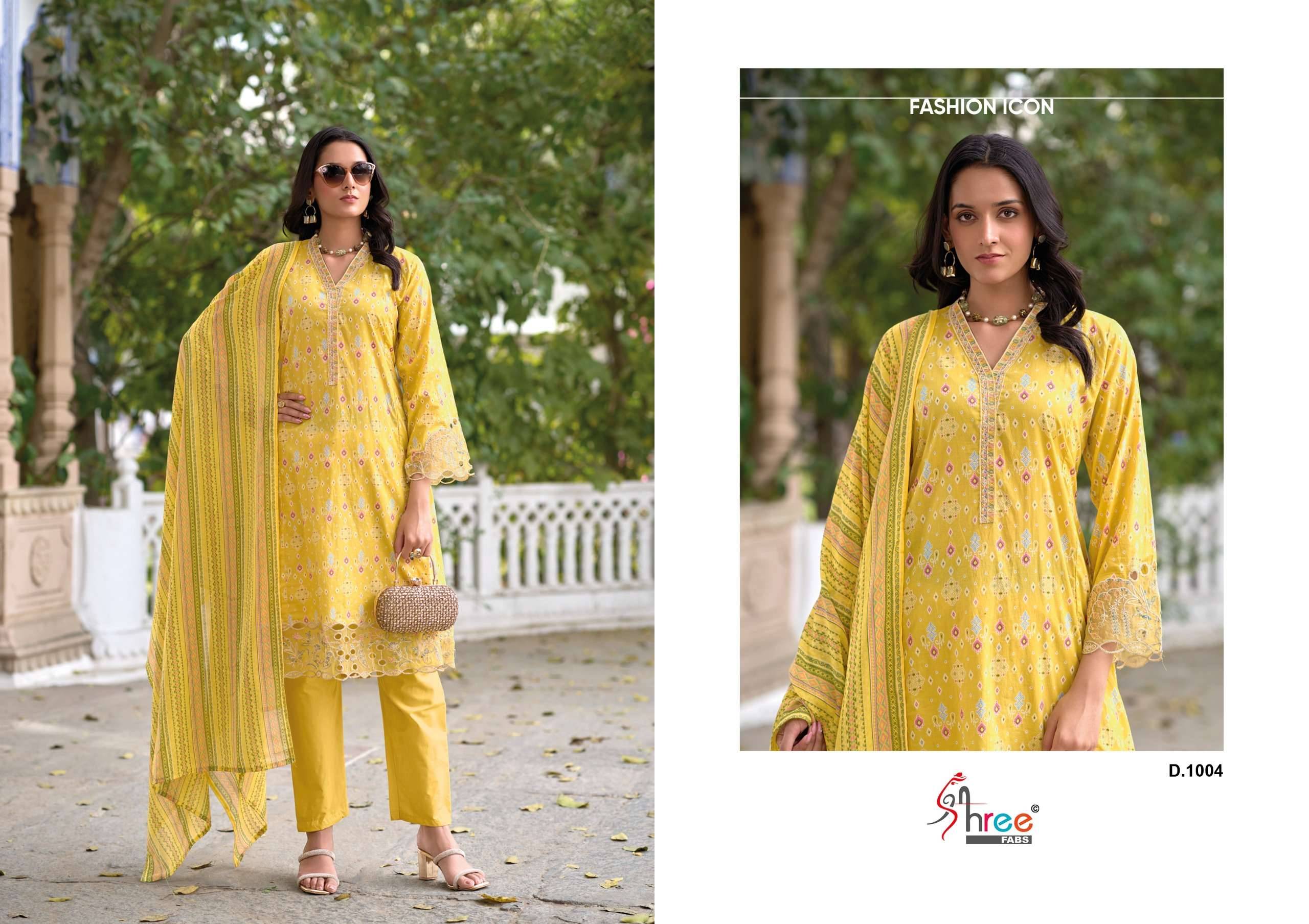 SADA BAHAR CUTWORK COLLECTION BY Shree fabs 1001 TO 1005 SERIES Pakistani Stylish Beautiful Colourful Printed & Embroidered Party Wear & Occasional Wear cotton Dresses At Wholesale Price