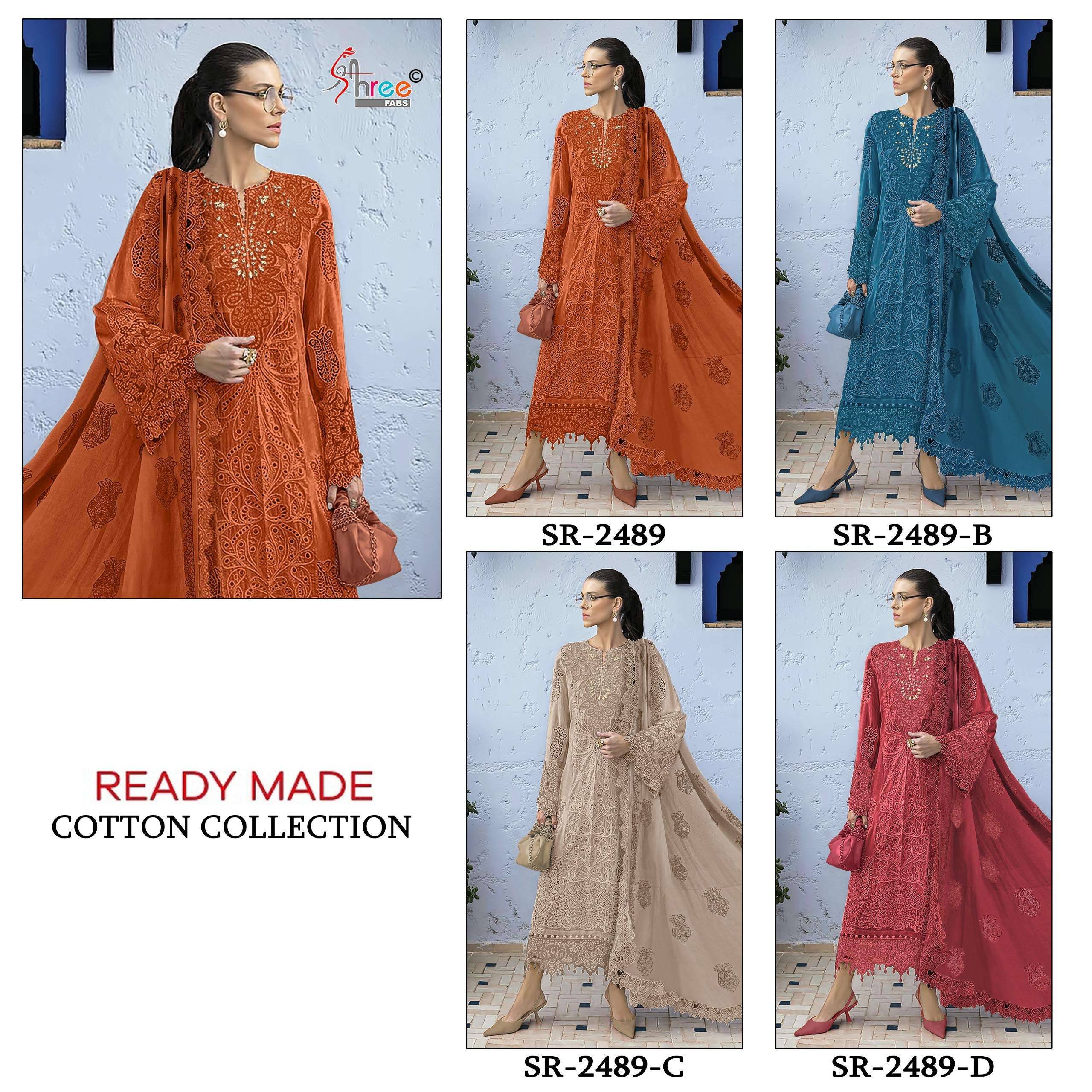 2489 COLORS Pakistani Readymade Suits BY Shree fabs 2489 A TO 2489 D SERIES Pakistani Stylish Beautiful Colourful Printed & Embroidered Party Wear & Occasional Wear cotton readymade Dresses At Wholesale Price