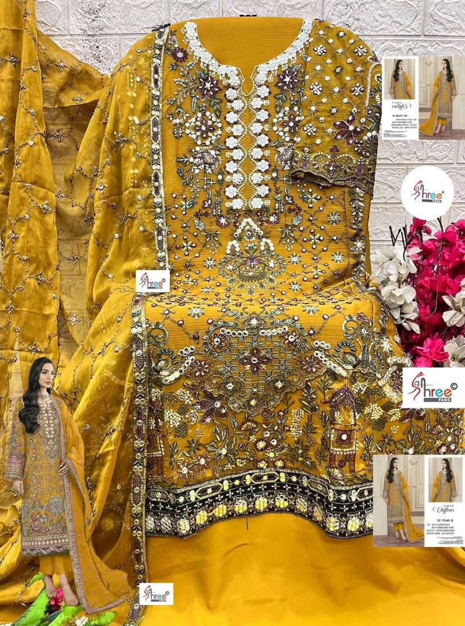 5540 Colors BY Shree fabs 5540 a TO 5540 d SERIES Pakistani Stylish Beautiful Colourful Printed & chiffon embroidered readymade Dresses At Wholesale Price
