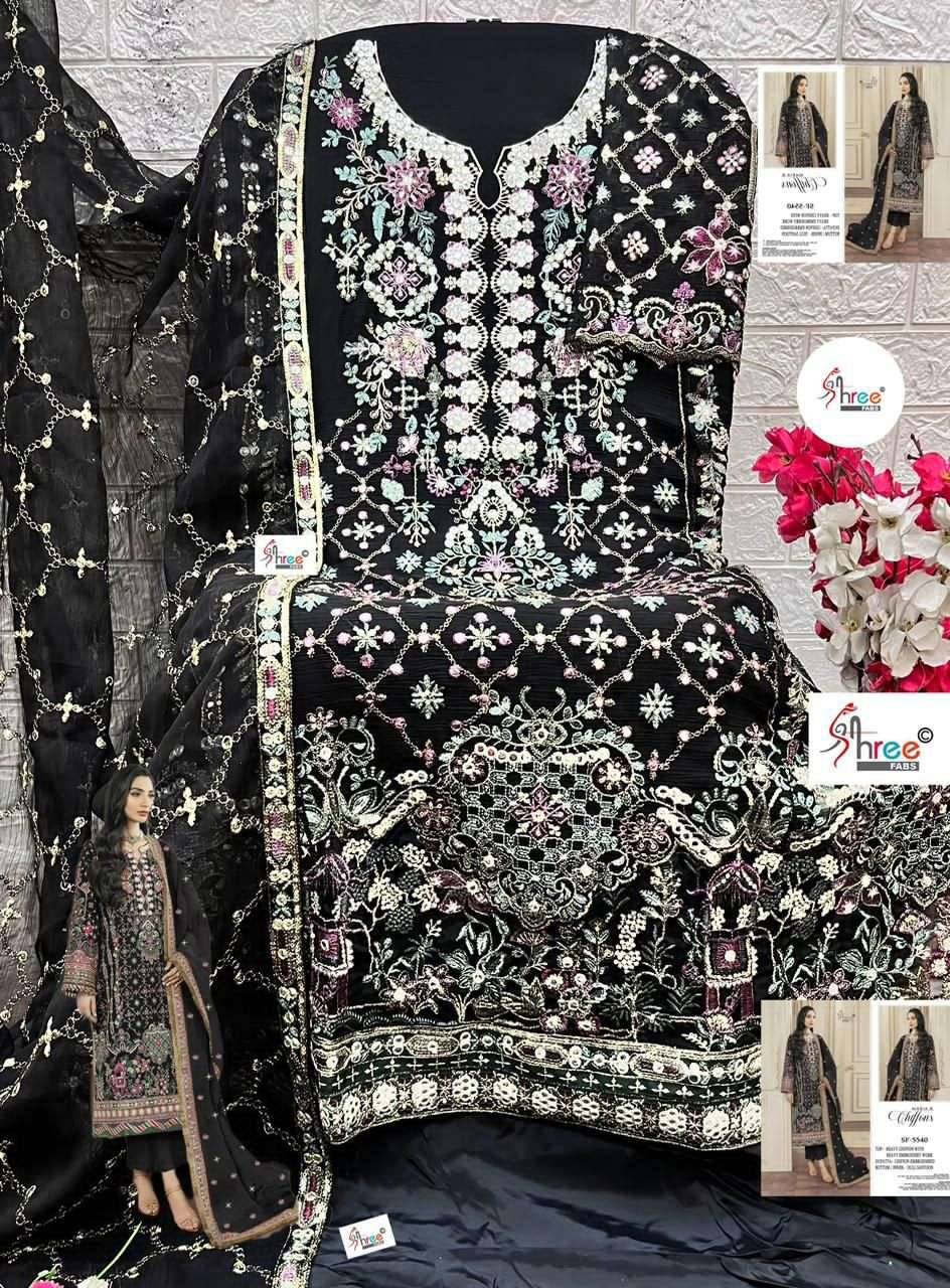5540 Colors BY Shree fabs 5540 a TO 5540 d SERIES Pakistani Stylish Beautiful Colourful Printed & chiffon embroidered readymade Dresses At Wholesale Price