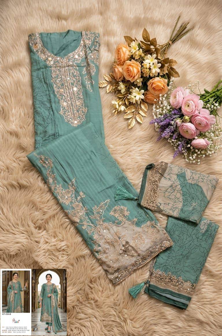 KT – 338 BY Shree Fabs 338 A TO 338 D SERIES Pakistani Stylish Embroidered Pure viscous Dresses At Wholesale Price