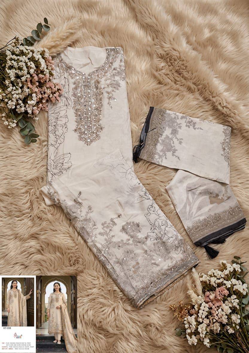 KT – 338 BY Shree Fabs 338 A TO 338 D SERIES Pakistani Stylish Embroidered Pure viscous Dresses At Wholesale Price