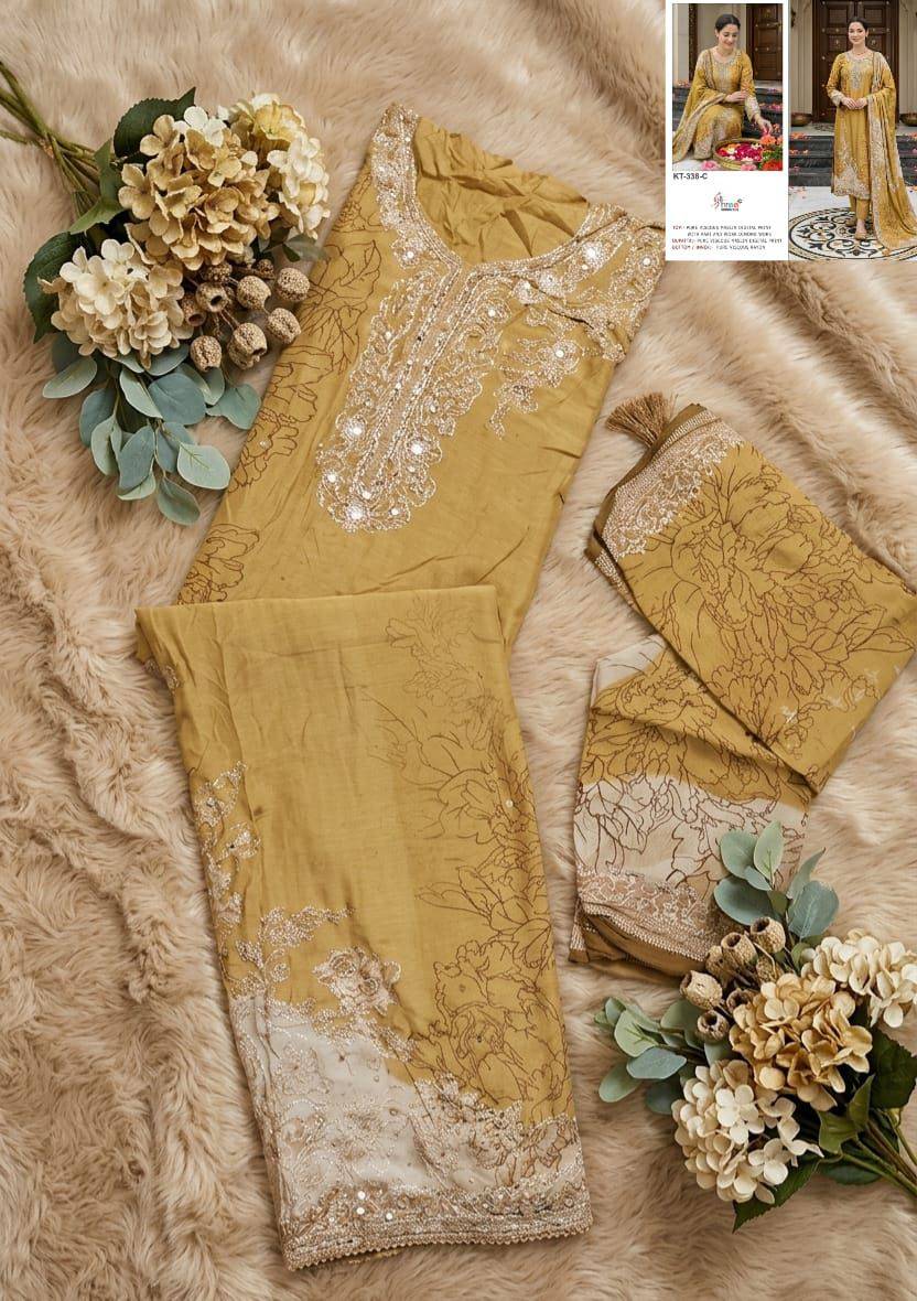 KT – 338 BY Shree Fabs 338 A TO 338 D SERIES Pakistani Stylish Embroidered Pure viscous Dresses At Wholesale Price