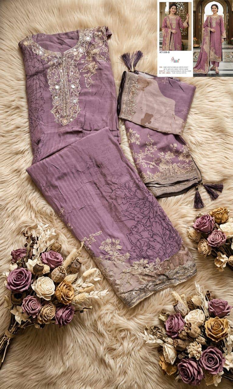KT – 338 BY Shree Fabs 338 A TO 338 D SERIES Pakistani Stylish Embroidered Pure viscous Dresses At Wholesale Price