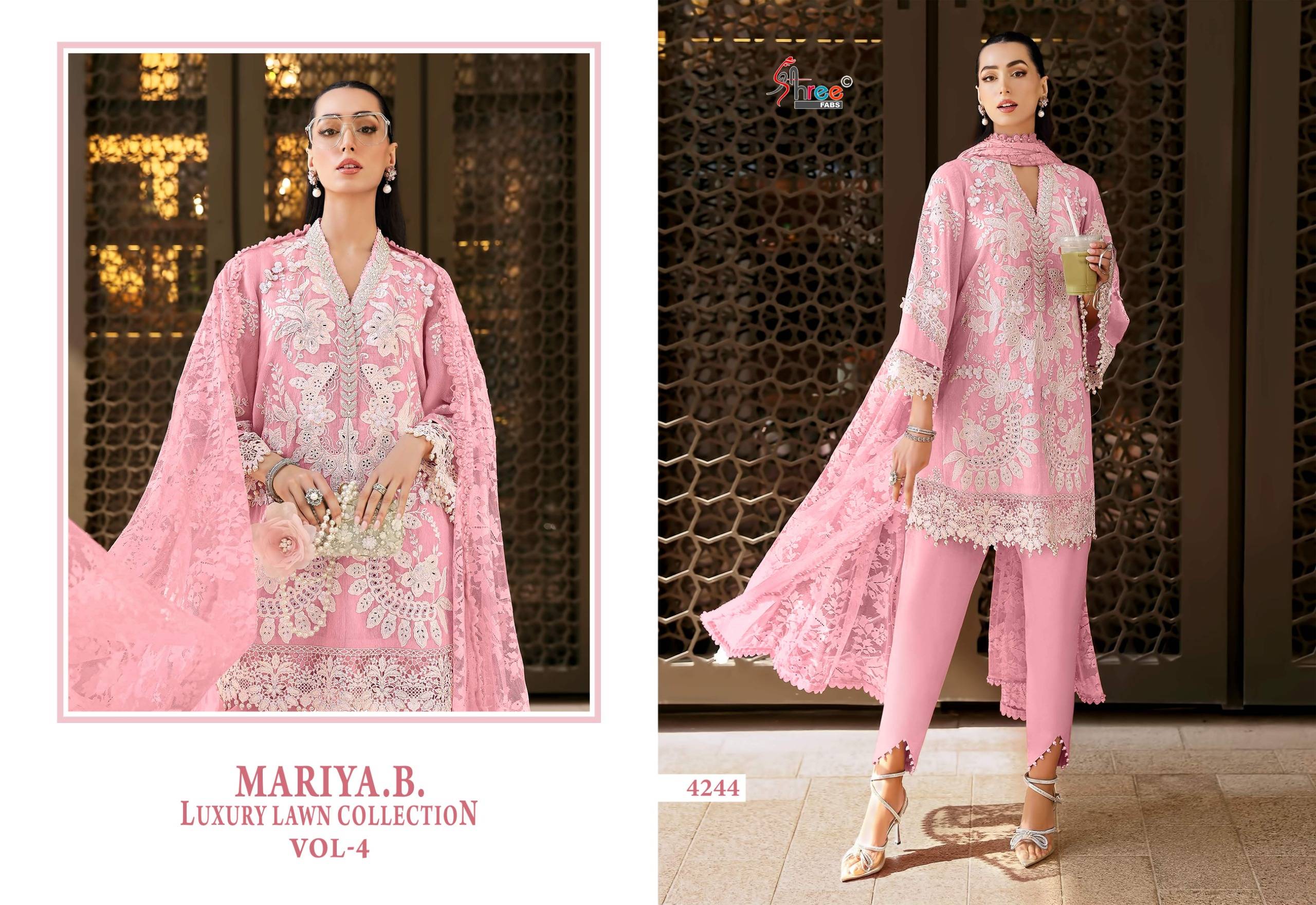 MARIYA B LUXURY LAWN COLLECTION VOL-4 by Shree fabs 4241 TO 4246 SERIES Pakistani Stylish Embroidered pure cotton COLLECTION At Wholesale Price