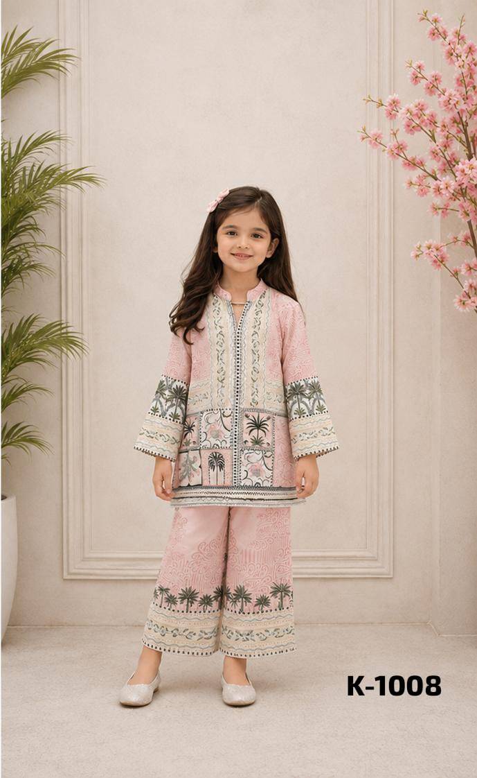 K-3020 series by The wonder woman Imported Mal Satin kids stitched dresses at Wholesale Price