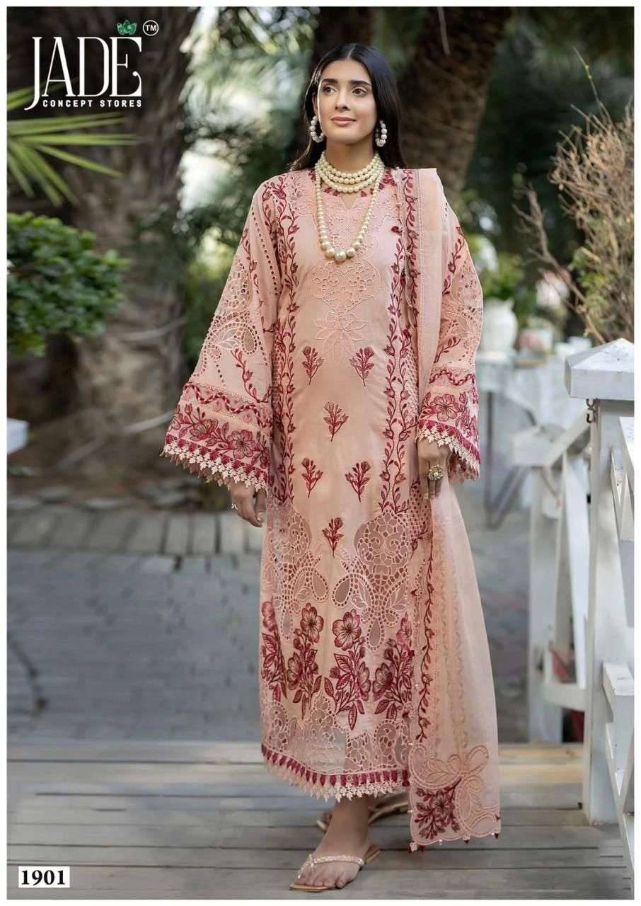 BIN SAEED HEAVY LUXURY COLLECTION VOL 19 by JADE 1901 to 1906 series Pakistani Suits Colorful casual Wear cotton Readymade Dresses At Wholesale