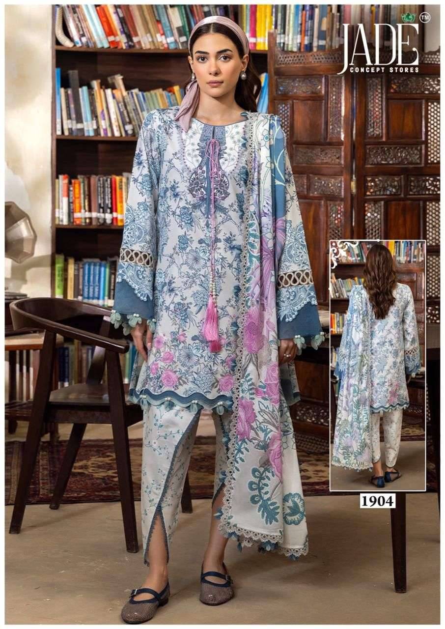 BIN SAEED HEAVY LUXURY COLLECTION VOL 19 by JADE 1901 to 1906 series Pakistani Suits Colorful casual Wear cotton Readymade Dresses At Wholesale