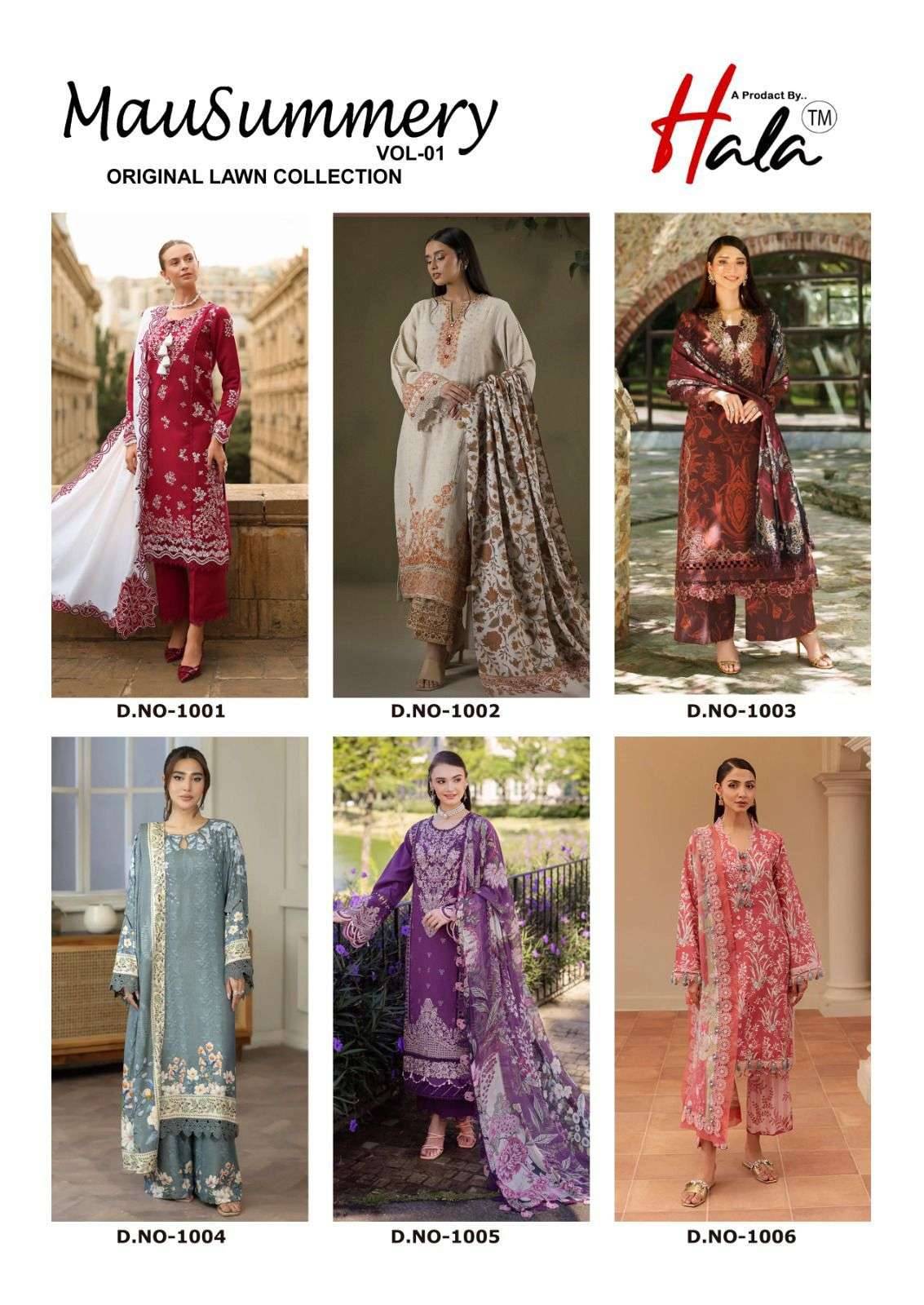 MAUSAMMRY by Hala 1001 to 1006 series Pakistani Suits Colorful casual Wear cotton Readymade Dresses At Wholesale