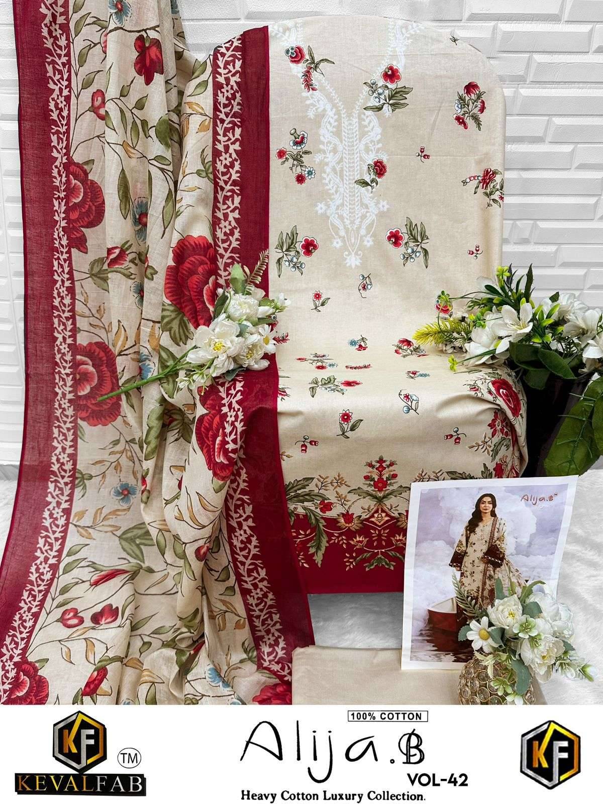 ALIJA B VOL 42 by Keval fab 42001 to 42006 series Pakistani Suits Colorful casual Wear cotton Readymade Dresses At Wholesale