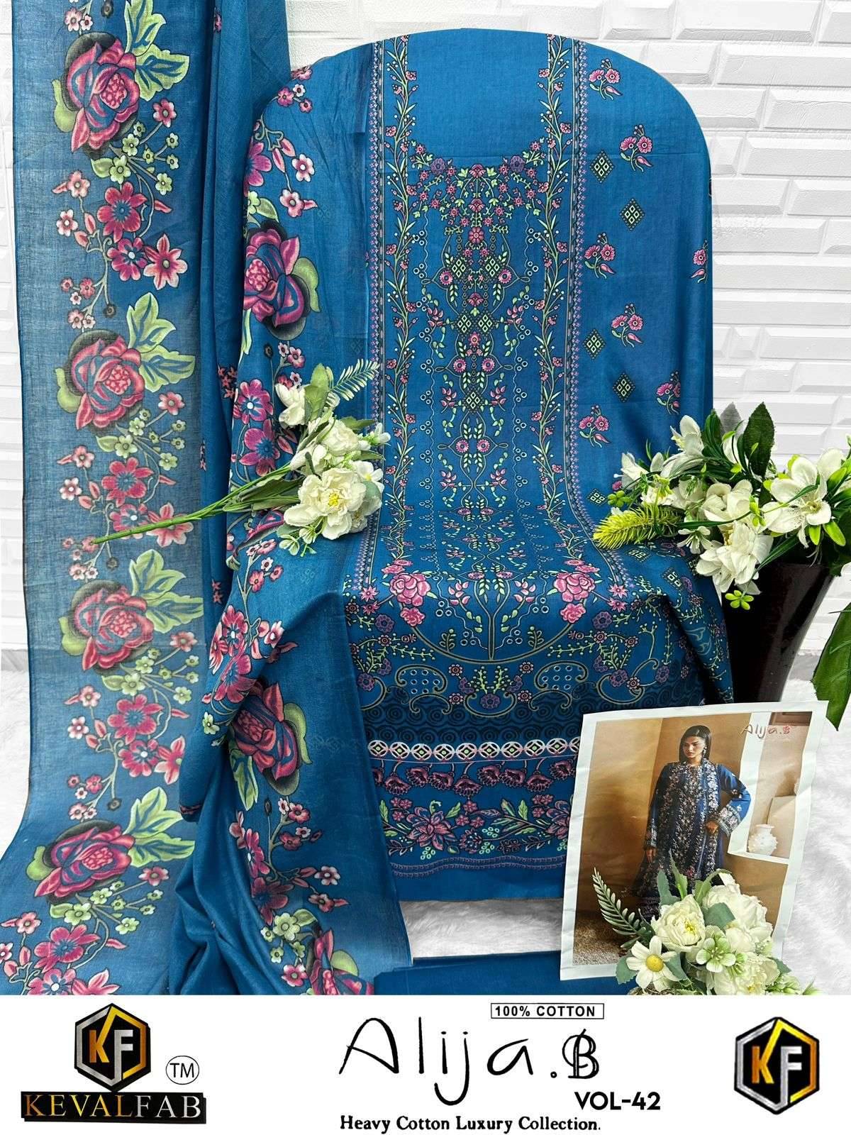 ALIJA B VOL 42 by Keval fab 42001 to 42006 series Pakistani Suits Colorful casual Wear cotton Readymade Dresses At Wholesale