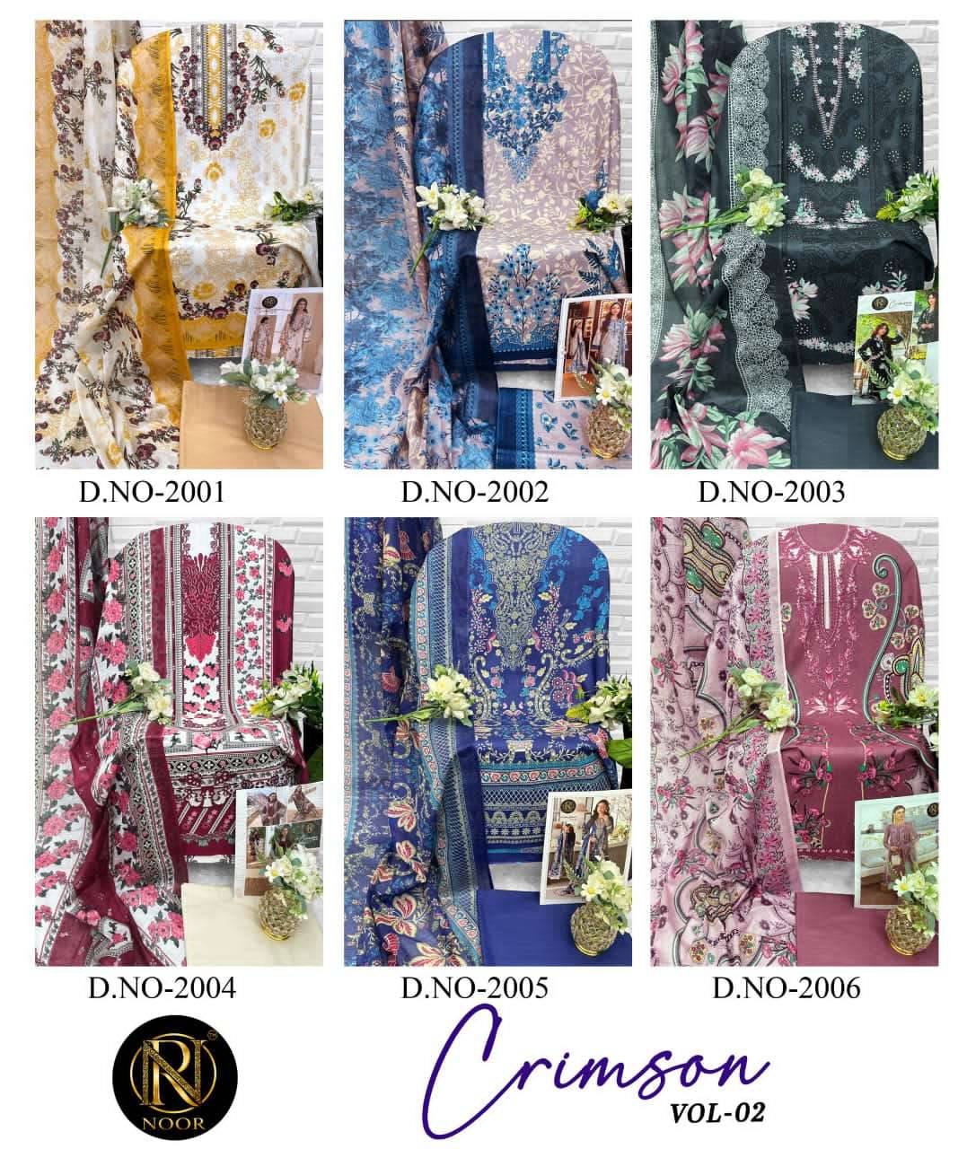 CRIMSON VOL-2 by Noor 2001 to 2006 series Pakistani Suits Colorful casual Wear cotton Readymade Dresses At Wholesale