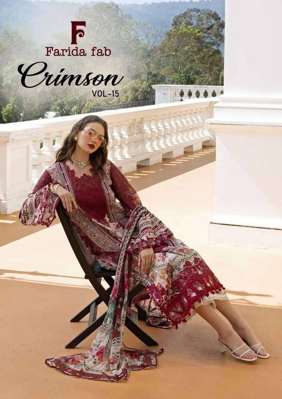 CRIMSON VOL-15 by FARIDA FAB 1501 to 1506 series Pakistani Suits Colorful casual Wear cotton Readymade Dresses At Wholesale