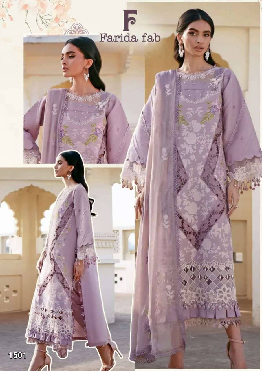 CRIMSON VOL-15 by FARIDA FAB 1501 to 1506 series Pakistani Suits Colorful casual Wear cotton Readymade Dresses At Wholesale