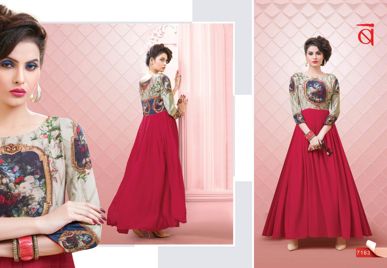 Blush Vol-10 By Bansi Tex Fab 7161 To 7169 Series Bollywood Beautiful Stylish Designer Printed Party Wear Georgette Gowns At Wholesale Price
