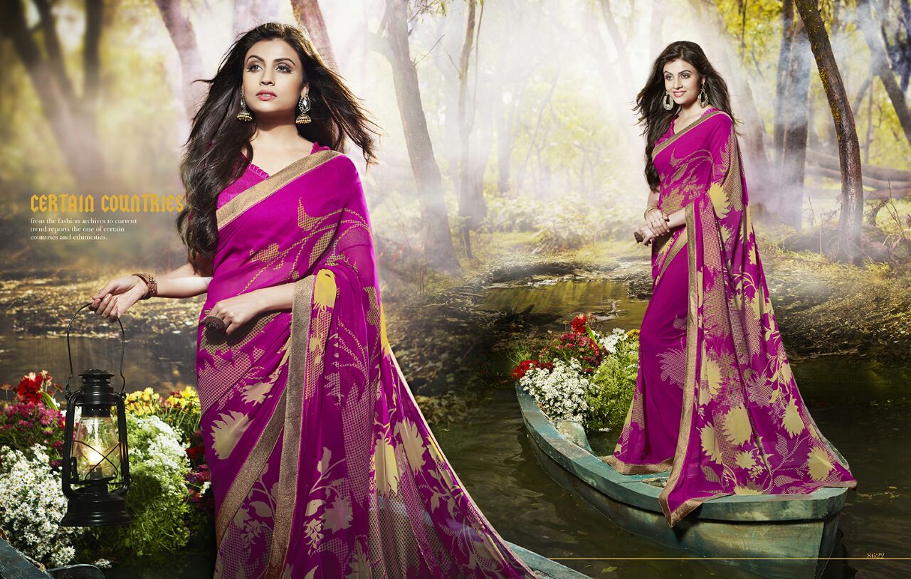 Dangal By Kesari Nandan Sarees 8621 To 8640 Series Bollywood Colourful Beautiful Stylish Designer Floral Printed Casual Wear Party Wear Fancy Sarees At Wholesale Price
