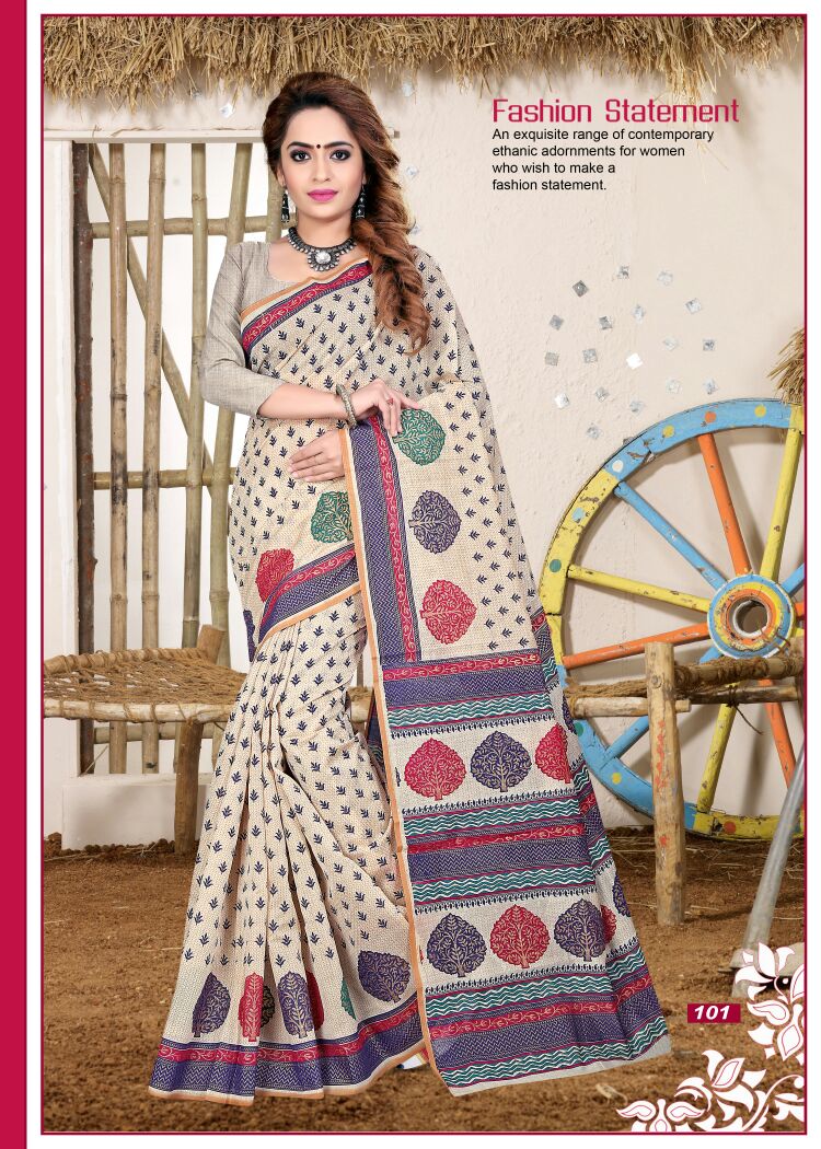 Heer By H Raj Fashion 101 To 111 Series Beautiful Stylish Designer Causal Wear Printed Sarees At Wholesale Price