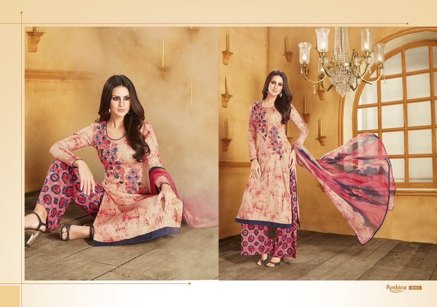 Ambica 8001 To 8010 Series By Ambica Fashions Indian Ethnic Stylish Designer Printed And Embroidered Party Wear Satin Dresses At Wholesale Price