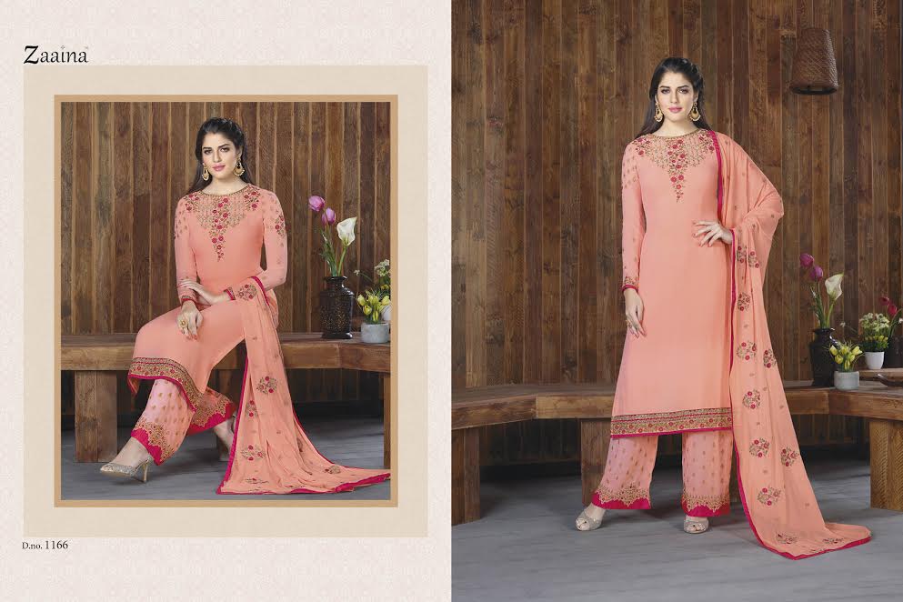 Zaaina-8 1163 To 1170 Series By Khwaab Beautiful Embroidered Stylish Colorful Pretty Party Wear Occasional Wear Casual Wear Printed Dresses At Wholesale Price