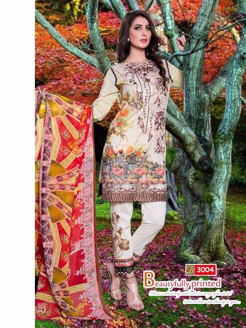 Aysha Zohaib-3 3001 To 3006 Series By Taj Beautiful Embroidered Colourful Stylish Fancy Pretty Party Wear Casual Wear Occasional Wear Printed Cotton Dresses At Wholesale Price