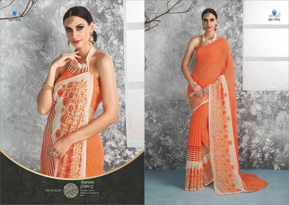 Sale-aarfa-1 18009 To 18018 Series By Shravika Sarees Beautiful Colourful Stylish Fancy Pretty Party Wear Casual Wear Occasional Wear Printed Chiffon Sarees At Wholesale Price