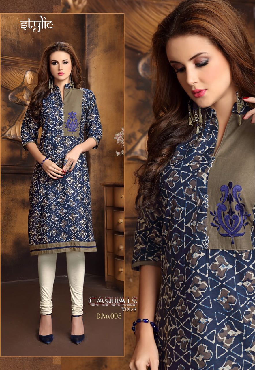 Casual S Vol-2 By Stylic 001 To 010 Series Indian Stylish Beautiful Fancy Colorful Casual Wear & Ready To Wear Cotton Printed Kurtis At Wholesale Price