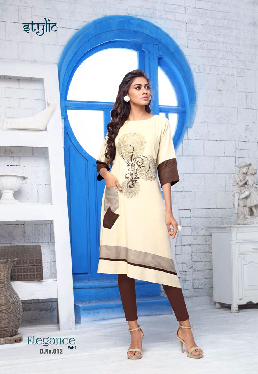 Elegance Vol-1 By Stylic 001 To 012 Series Beautiful Ethnic Wear Kurtis With Embroidered Work Stylish Casual Wear & Ready To Wear Cotton Kurtis At Wholesale Price