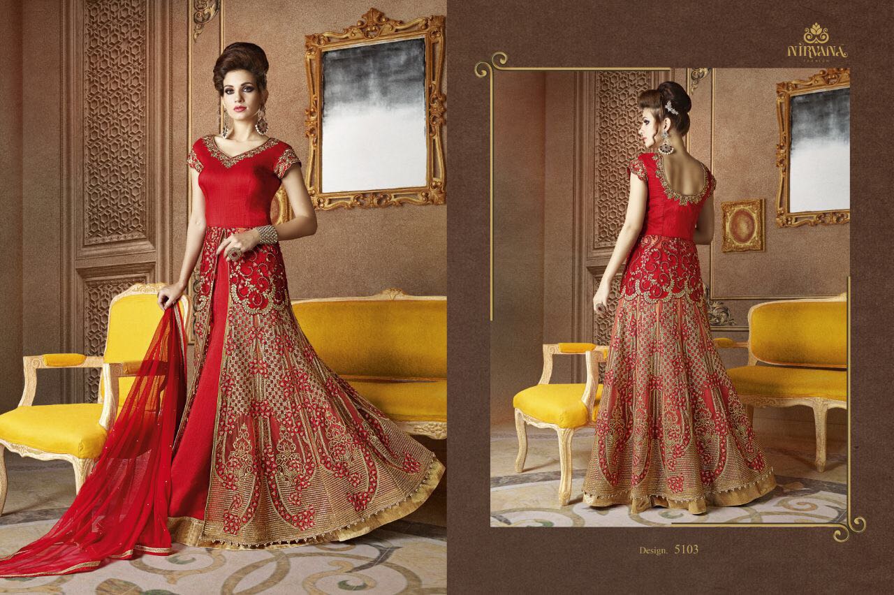 Nirvana 5101 Series By Nirvana Fashion 5101 To 5108 Series Indian Anarkali Suits Beautiful Designer Colorful Embroidered Party Wear & Occasional Wear Dresses At Wholesale Price