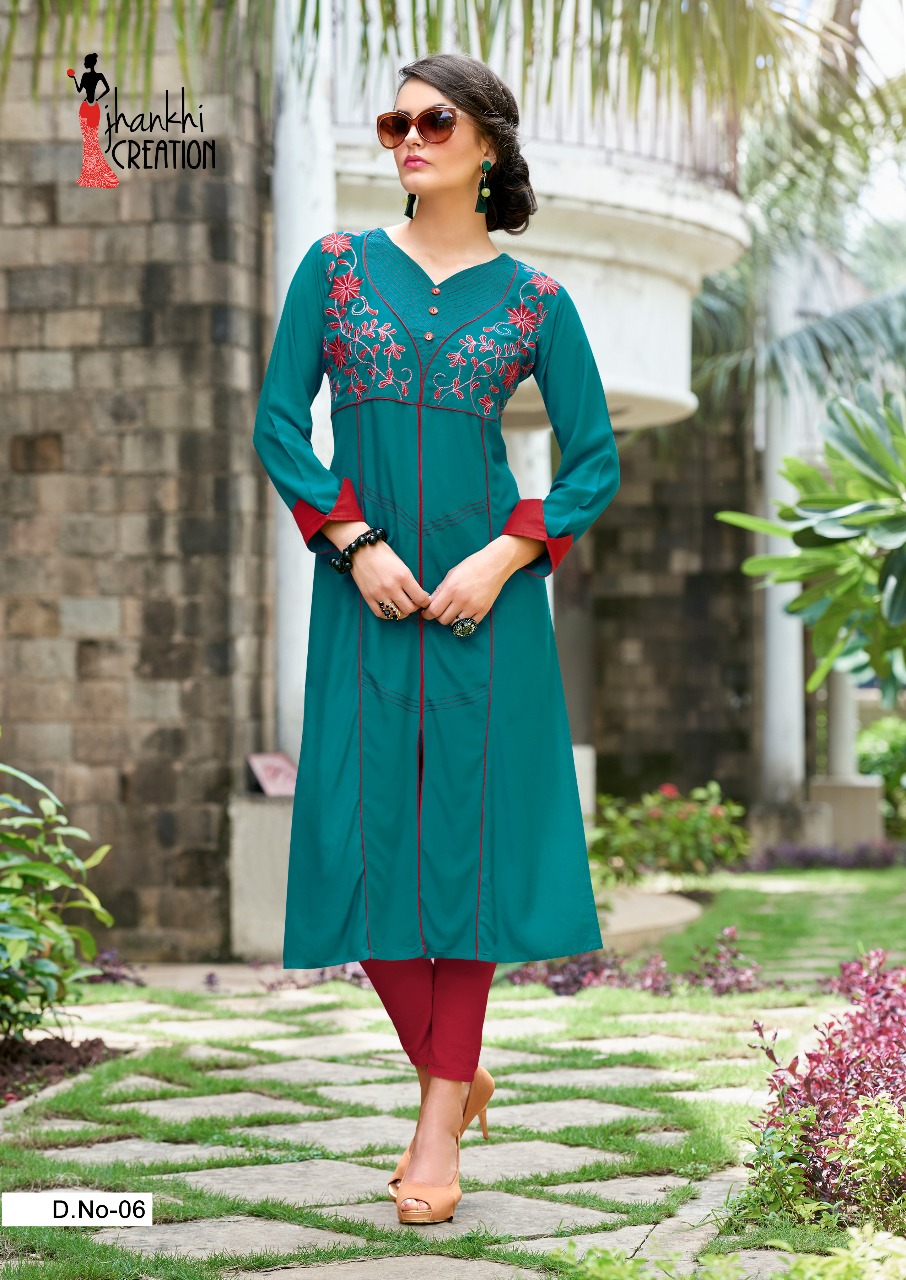 Mishri Collection By Jhankhi Creation 01 To 08 Series Indian Beautiful Ethnic Wear Kurtis With Embroidered Work Colorful Fancy Casual Wear & Ready To Wear Rayon Kurtis At Wholesale Price
