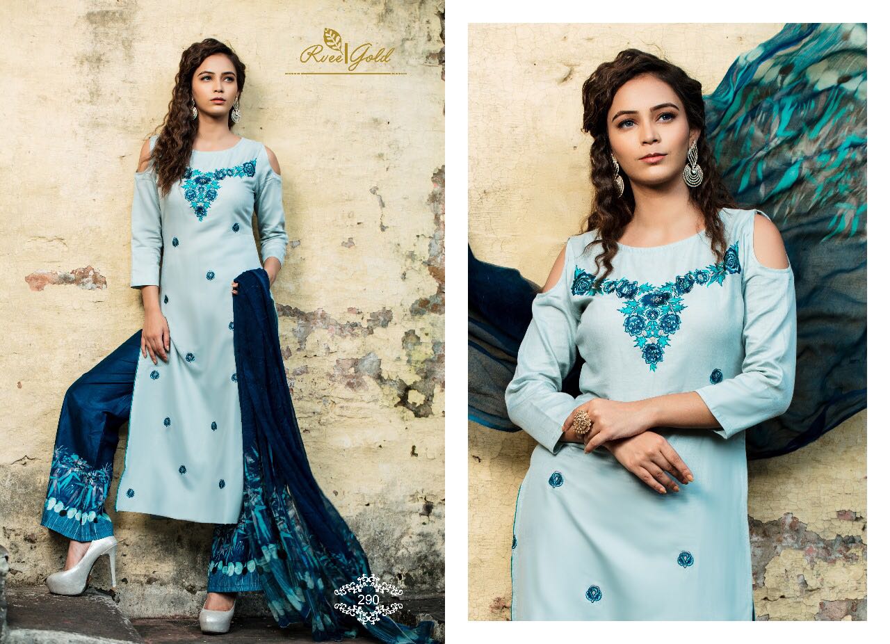 Sarah By Rvee Gold 284 To 293 Series Designer Beautiful Fancy Colorful Stylish Pakistani Suits Party Wear & Occasional Wear Heavy Jam Satin Embroidered Dresses At Wholesale Price