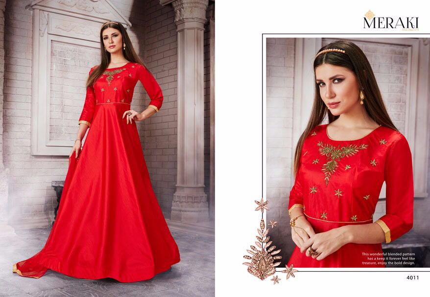 Ethnic By Meraki 4007 To 4012 Series Designer Stylish Beautiful Fancy Colorful Party Wear & Occasional Wear Silk Embroidered Dresses At Wholesale Price