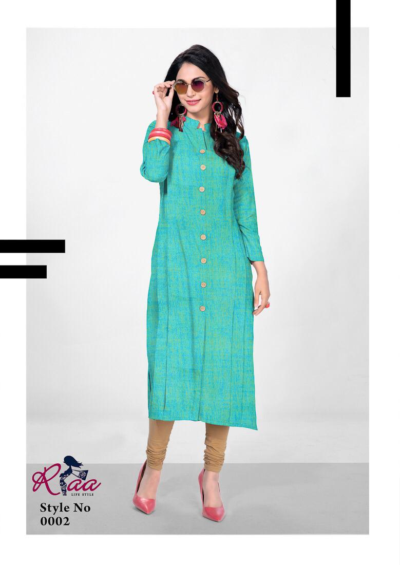 7 Colours By Riaa 0001 To 0007 Series Beautiful Stylish Fancy Colorful Casual Wear & Ethnic Wear & Ready To Wear Rayon Premium Heavy Double Process Kurtis At Wholesale Price