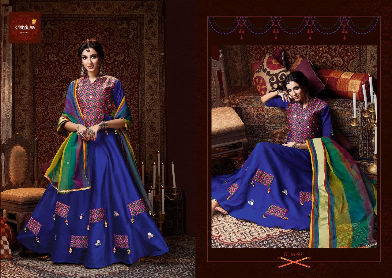 9 Ratri By Krishriyaa 91 To 96 Series Designer Beautiful Collection Occasional Wear & Party Wear Slub Silk And Jacquard Lehengas At Wholesale Price