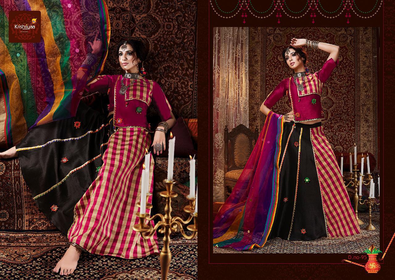 9 Ratri By Krishriyaa 91 To 96 Series Designer Beautiful Collection Occasional Wear & Party Wear Slub Silk And Jacquard Lehengas At Wholesale Price