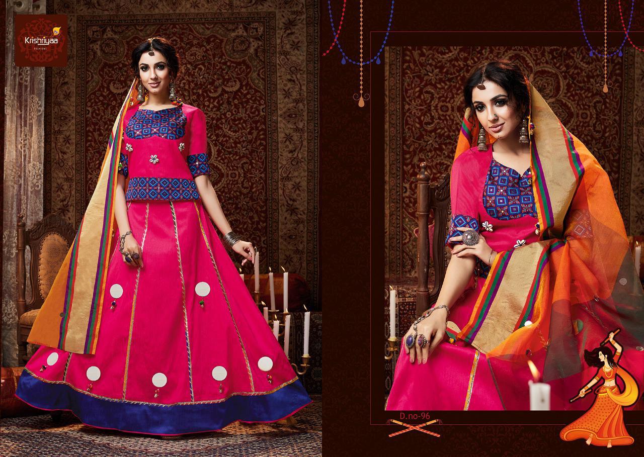 9 Ratri By Krishriyaa 91 To 96 Series Designer Beautiful Collection Occasional Wear & Party Wear Slub Silk And Jacquard Lehengas At Wholesale Price