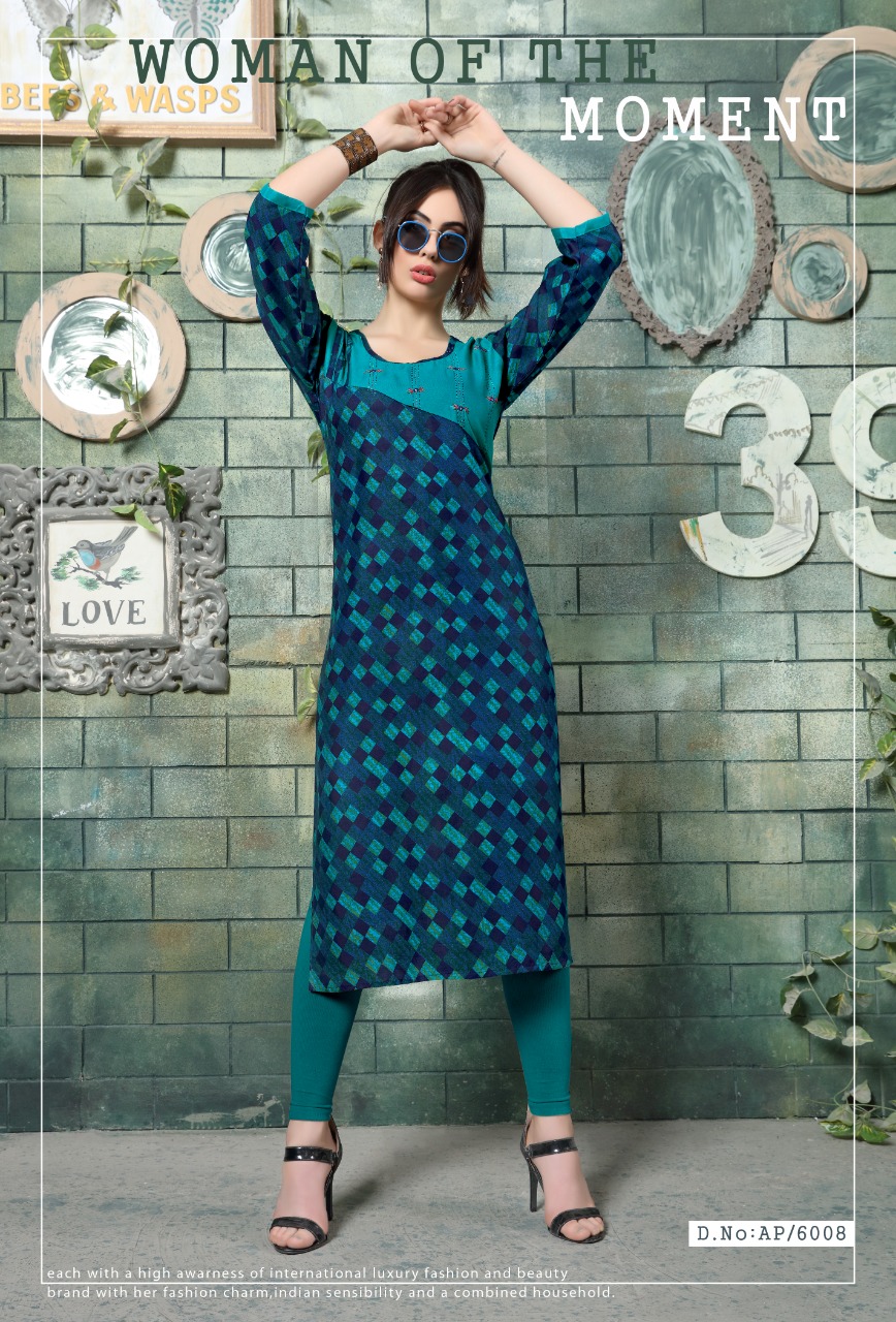 Aura Premium Vol-6 By Pranjal Creations 6001 To 6008 Series Indian Traditional Wear Collection Beautiful Stylish Fancy Colorful Party Wear & Occasional Wear Rayon Print Kurtis At Wholesale Price