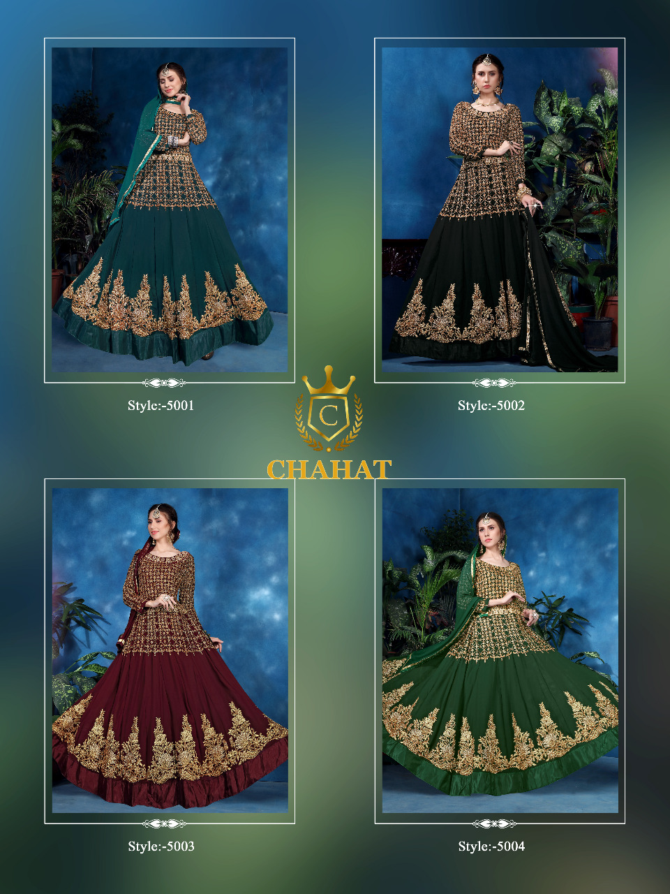 Bilal By Chahat 5001 To 5004 Series Designer Festive Collection Anarkali Suits Beautiful Stylish Fancy Colorful Party Wear & Occasional Wear Georgette Dresses At Wholesale Price