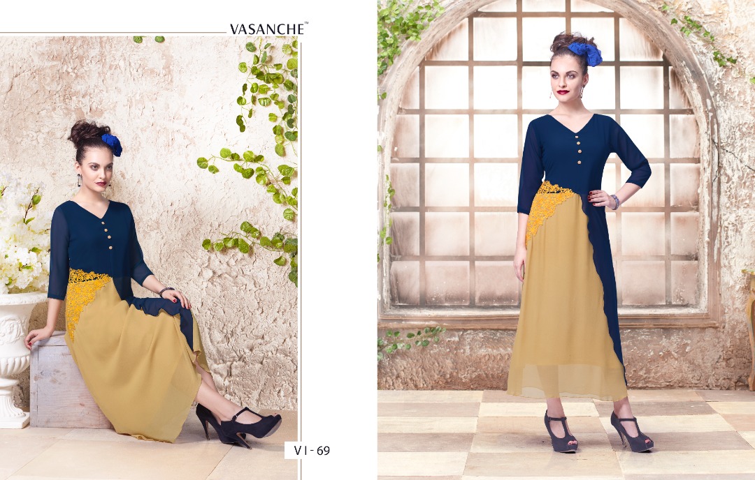 Chisel By Vasanche 61 To 69 Series Designer Beautiful Stylish Fancy Colorful Party Wear & Ethnic Wear & Ready To Wear Georgette Printed Kurtis At Wholesale Price