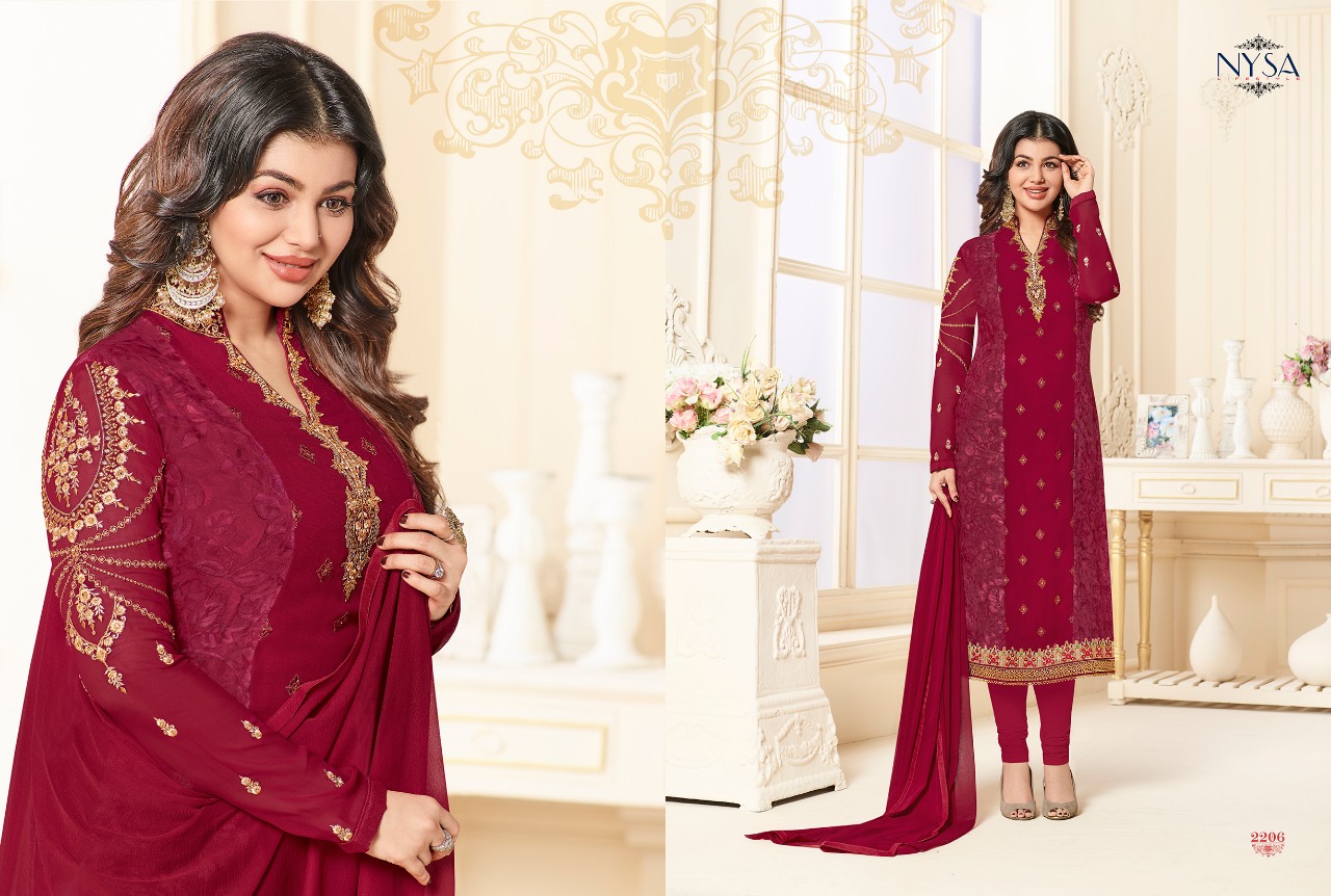 Diamond Brasso Vol-13 By Nysa Lifestyle 2201 To 2207 Series Beautiful Suits Colorful Stylish Fancy Party Wear & Ethnic Wear Brasso & Georgette Printed Dresses At Wholesale Price