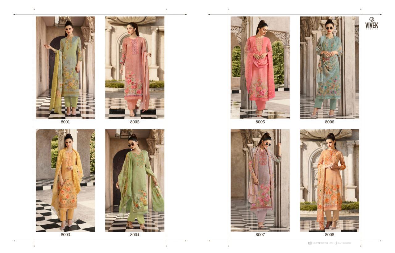 Fashion World Eid Collection By Vivek Fashion 8001 To 8008 Series Indian Traditional Wear Collection Beautiful Stylish Fancy Colorful Party Wear & Occasional Wear Georgette Digital Print With Jari Embroidery Work  Dress At Wholesale Price