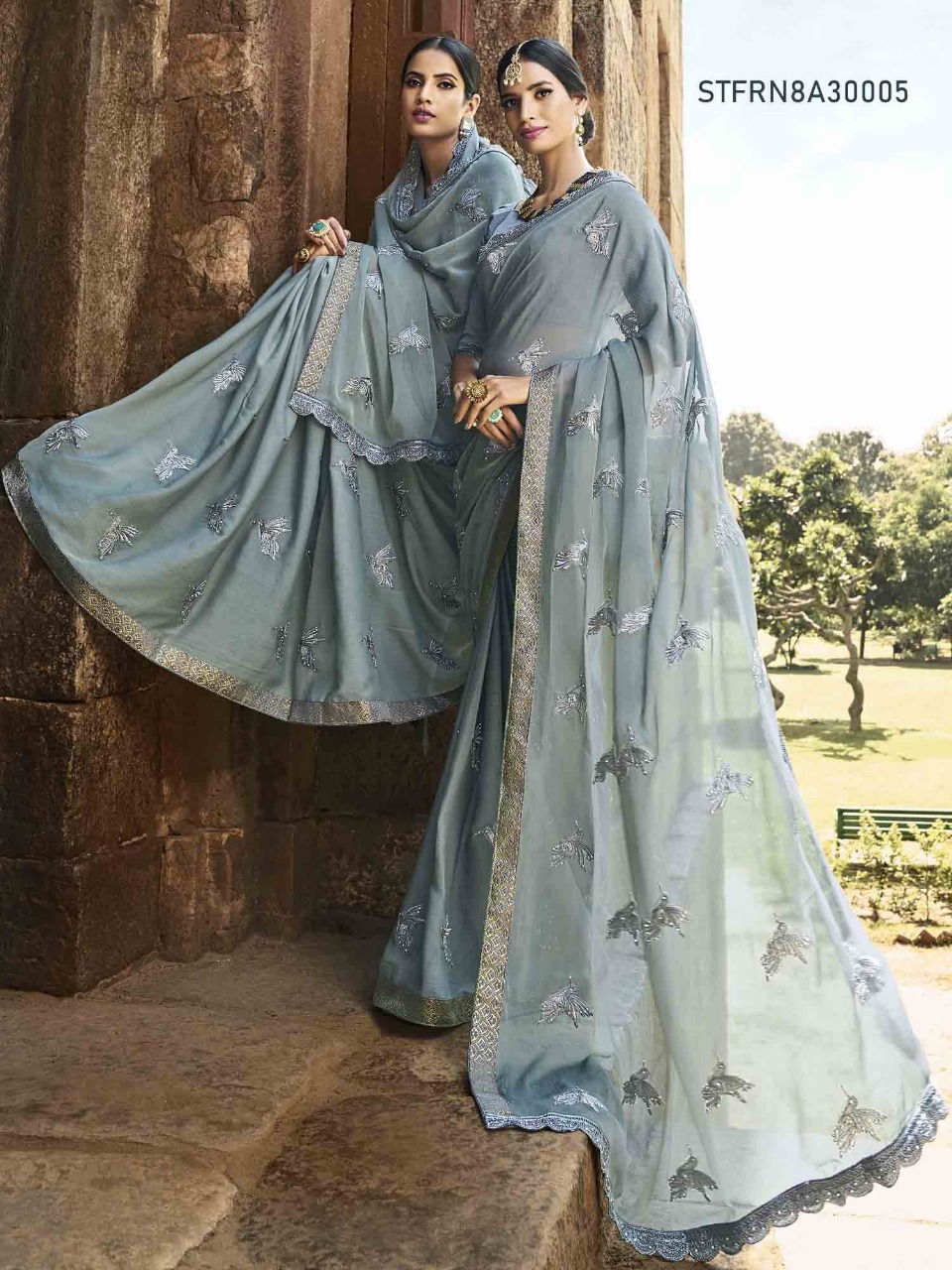 Firangi By Aasvaa 30001 To 30008 Series Indian Traditional Wear Collection Beautiful Stylish Fancy Colorful Party Wear & Occasional Wear Chiffon Sarees At Wholesale Price