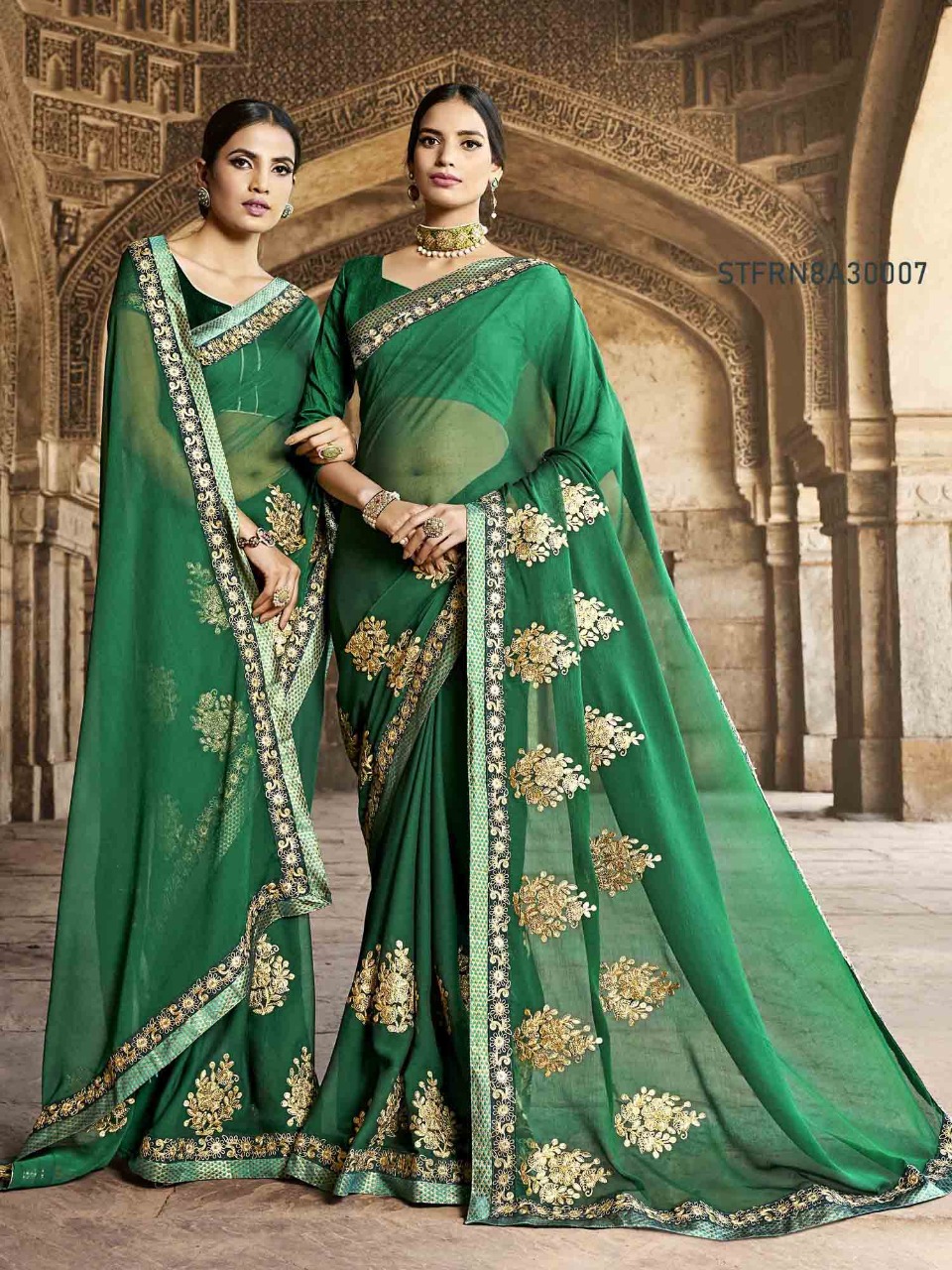 Firangi By Aasvaa 30001 To 30008 Series Indian Traditional Wear Collection Beautiful Stylish Fancy Colorful Party Wear & Occasional Wear Chiffon Sarees At Wholesale Price