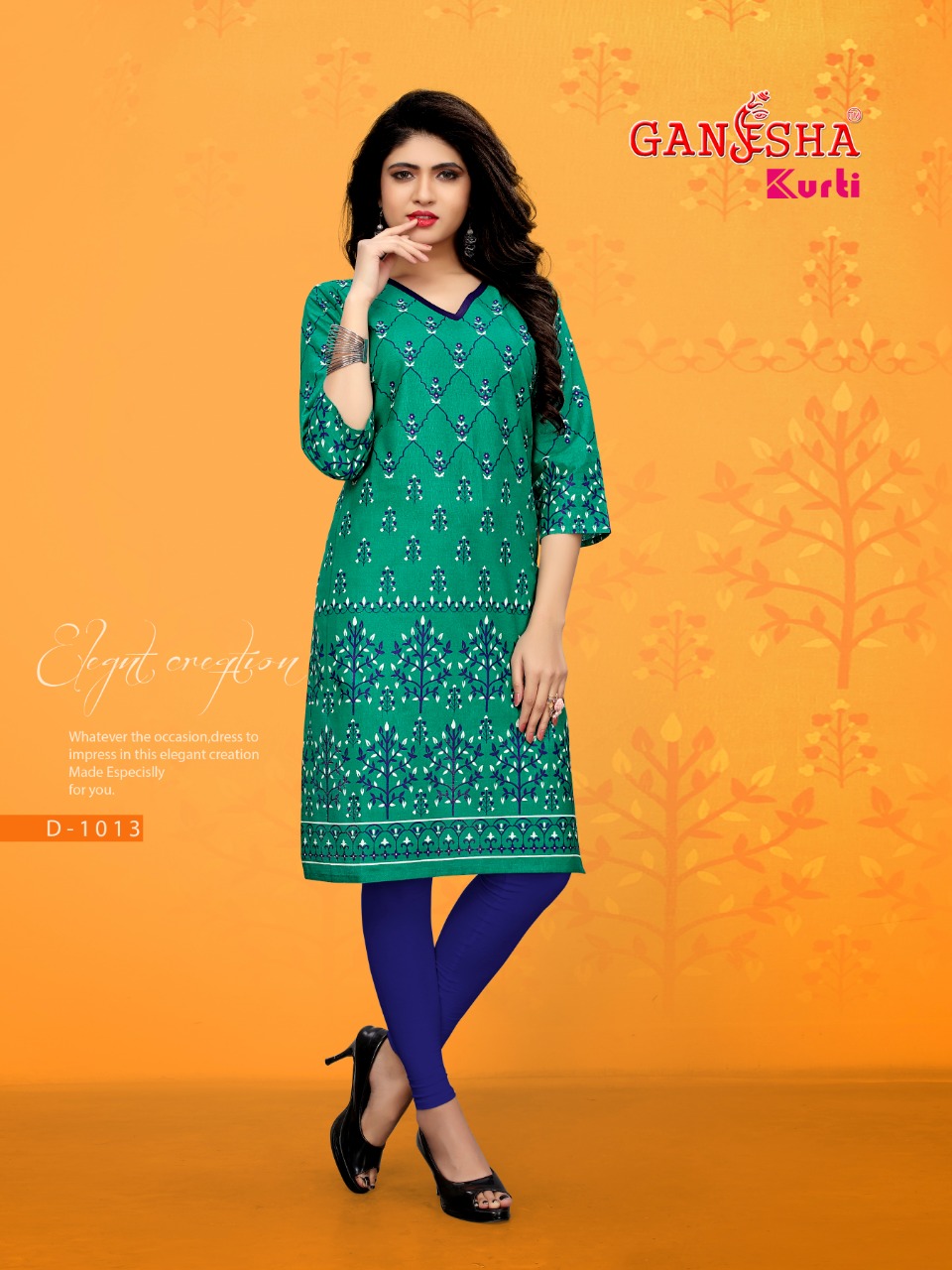 Ganesha Kurti By Ganesha 1008 To 1019 Series Beautiful Colorful Stylish Fancy Casual Wear & Ethnic Wear & Ready To Wear Pure Cotton Kurtis At Wholesale Price