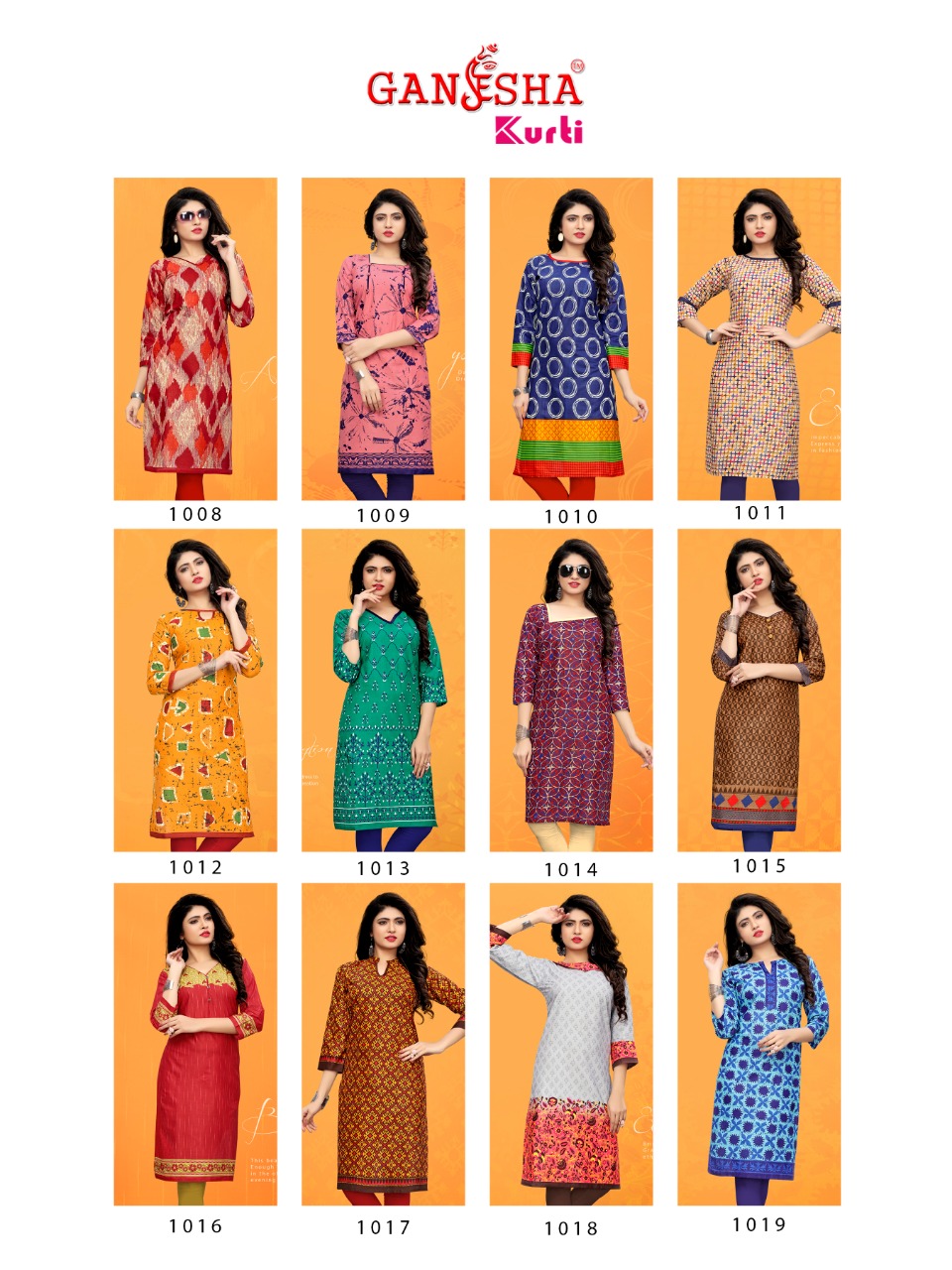 Ganesha Kurti By Ganesha 1008 To 1019 Series Beautiful Colorful Stylish Fancy Casual Wear & Ethnic Wear & Ready To Wear Pure Cotton Kurtis At Wholesale Price